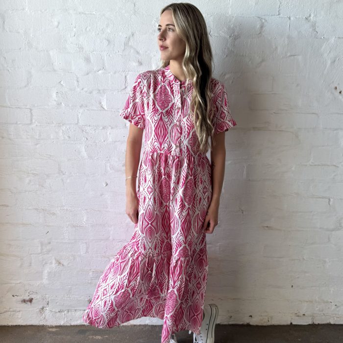 Sloane Maxi Tiered Dress (Pink)