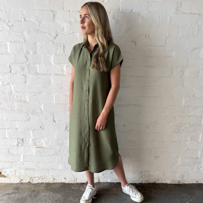 Hannah Cap Sleeve Shirt Dress